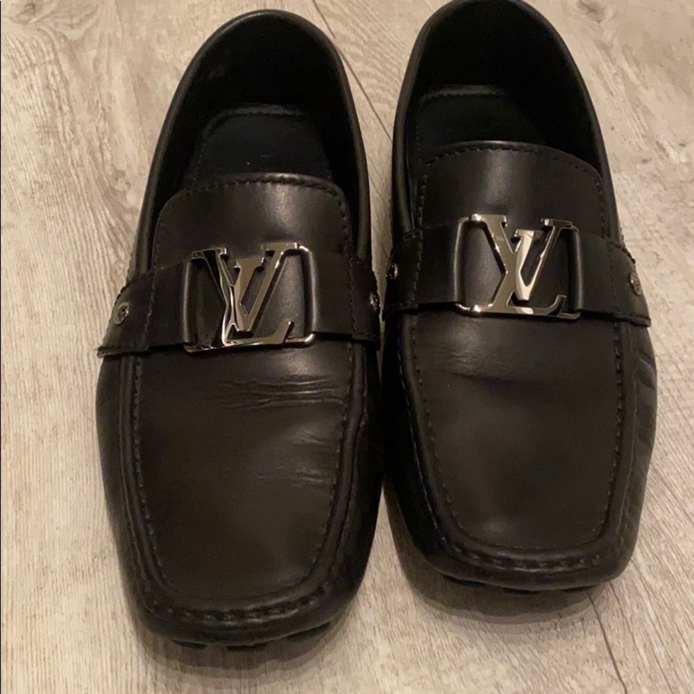 Louis Vuitton black leather Montecarlo mocassins